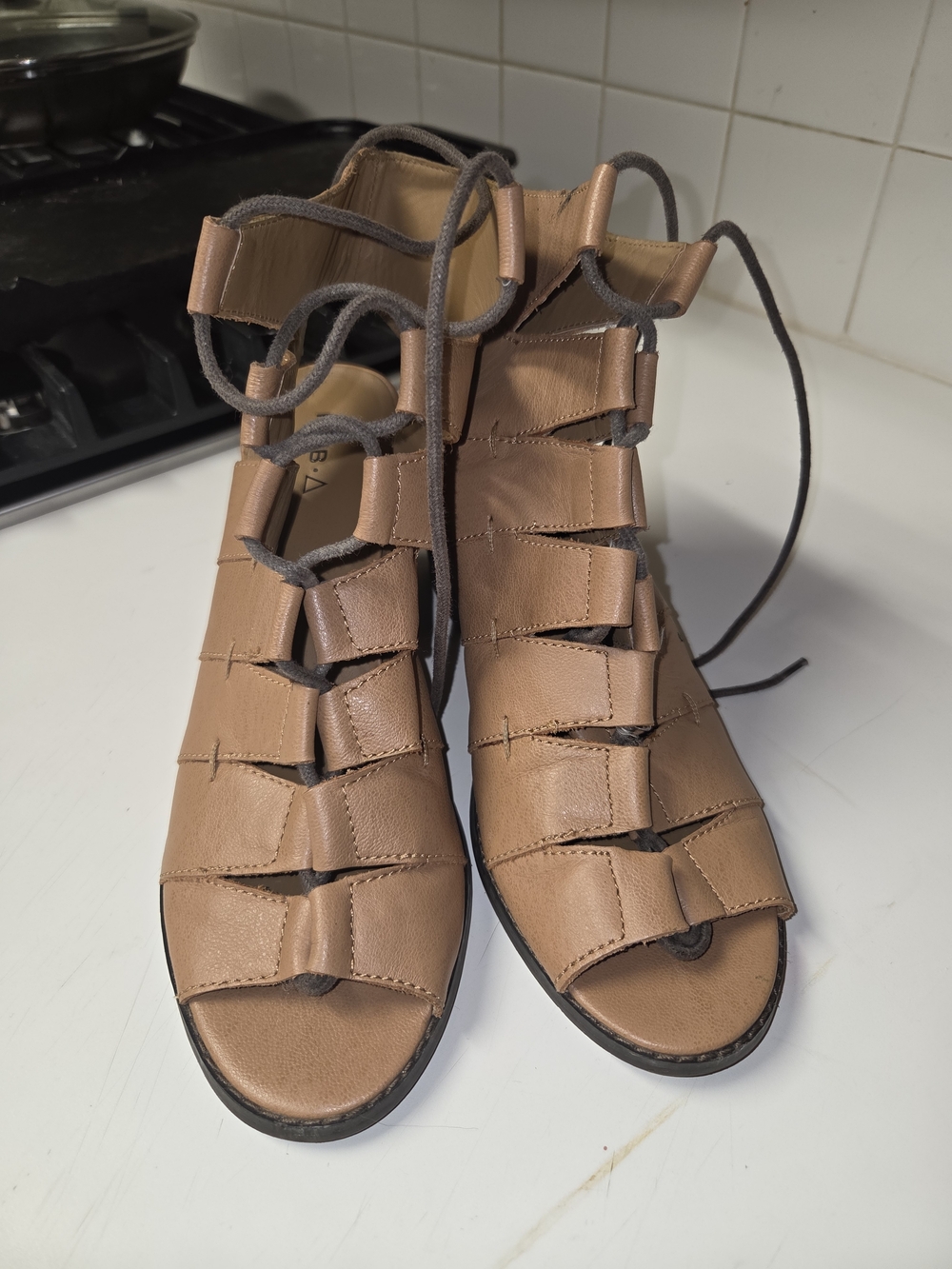 Kelsi Dagger Women's Tan Gladiator Lace-Up Sandals